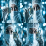 **photo, photo real, realism, film photo, 35mm, film grain, fujifilm, portrait, F1.4, Natural light, dramatic light, modern, reflections, science, white and bright color pallette, a woman engineer in a semiconductor clean room holding up a new microchip design, cinematic, --ar 16:9** - Variations (Strong) by <@947348620636729354> (fast)
-# Create, explore, and organize on [midjourney.com](<https://midjourney.com/imagine?from_discord=1>)