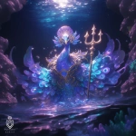 **Over-the-top flashy logo of a peacock god of the sea, neon colors, glitter feathers, golden trident, shiny disco vibes, exaggerated vanity, kitsch fantasy style, bold esport emblem look, glowing outlines, flashy gradients, absurdly glamorous underwater scene --ar 1:1 --s 750 --niji 6** - Image #1 <@1014567976839680070>