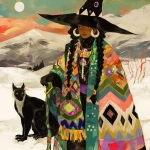 **Warrior witch thundersnowpunk with long braids and stylized warrior witch’s hat and lemur companion in the snow --sref 1999999999 1999999991 416557976 2252558232 698008135 1078492728 2187294478 217414415 416417418 7337 80085 696969 47 73 97 100 --sv 4 --niji 6 --p grjlt42 --raw** - Image #4 <@948741381743083580>