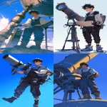 **Full-body illustration of a black-haired teenage character leaning against a giant telescope. He wears workwear overalls, gloves on his hands, and sturdy boots. Holding an open book, calm and thoughtful posture. Blue-toned color palette, quiet and contemplative atmosphere. Clean composition, soft lighting, subtle observatory or sci-fi feeling. Anime-style character illustration, refined and gentle mood, clear silhouette --ar 2:3 --niji 6** - <@762679659153850410> (fast, stealth)
-# Create, explore, and organize on [midjourney.com](<https://midjourney.com/imagine?from_discord=1>)