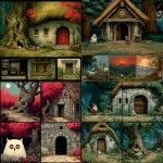 **a set of screenshots of a retro top down Zelda game with a Moomins aesthetic. Strange creatures and haunting architecture. --s 500** - <@270629448217264139> (fast)