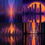 **In synthwave style, a geometricly perfect and verticly mirrored cityscape featuring the colors orange and purple** - <@594933744490774529> (fast)
-# Create, explore, and organize on [midjourney.com](<https://midjourney.com/imagine?from_discord=1>)