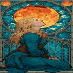 **Princess in castle with 🌈 🐲. Style of Moebius, Alphonse Mucha, and Maxfield Parrish. --c 45 --ar 1:2 --v 7.0 --s 750 --raw** - Image #3 <@344228814332887040>