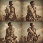 **a black woman wearing a piece of animal skin walking in Ancient African with some animals in the background** - Variations (Strong) by <@1059498035081654292> (fast)
