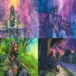 **Greg the Drunken Homeless Vietnam Vet, synthwave, watercolors, children's book illustration, --ar 16:9 --v 7.0 --p gdfa9ky** - <@454052210859573268> (fast)