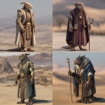 **an elderly bronze dragonborn male, wearing regal desert attire, full body, desert background, fantasy style** - <@737863935038062634> (fast)