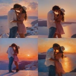 **a beautiful painting of an attractive couple on the beach, hugging and kissing each other in love. the man is wearing a white shirt and blue jeans, while the woman is tall with long brown hair. she wears a sun hat and a light pink dress. the background features a vibrant sunset over the caldera in Santorini, with cinematic lighting and an ultra-realistic style, in the style of a famous artist. --ar 13:16** - <@1220684338807439425> (fast)
-# Create, explore, and organize on [midjourney.com](<https://midjourney.com/imagine?from_discord=1>)