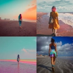**a photo on the beach of a girl walking away from the camera, colorful --v 7.0 --s 50** - <@699706172105556009> (fast)