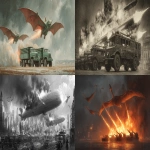 **The greatest winged leviathans destroying Sydney with nuclear explosive warheads mounted on 21,000 kiloton multiple rocket launcher trucks Harlem renaissance --ar 7:3 --v 7.0** - <@234196445576691713> (fast)
-# Create, explore, and organize on [midjourney.com](<https://midjourney.com/imagine?from_discord=1>)