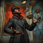 **a man catching coins in a numismatic madness --sref <https://s.mj.run/kKRWWBM5fkc> --v 7.0 --raw** - Image #4 <@1071135204846096475>