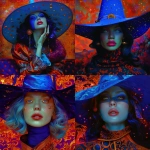 **young witch, Michael kaluta, pale blue witch hat, blue skin, deep dark purple background, stars, --v 6.0 --stylize 209 --sref 3135906826** - <@769598160363323403> (fast)