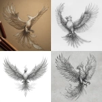 **full body phoenix, flying, pencil sketch, illustration --v 7.0** - <@1202707032818458747> (fast)