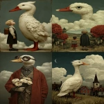 **sometimes, in front of Giant blue Cirrocumulus duck in nightmare, I like to sniff my armpits, they're the best armpits, and the smell, the smell is like roses, the greatest and best roses in the universe, I should know, my brain big, a big galaxy brain think lots, digital Surrealism --ar 41:71 --raw --sref 32299582 --stylize 1000 --v 7.0** - <@834468597551333468> (relaxed)