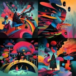 **ferrofluid hypnagogic maximalism physicsbased paper collage, in the style of suburban flat shading, simplified figures, purple rainbow, studyplace, expert draftsmanship, sculpture, oil pencil sketch --sref 4100000000 --ar 4:5 --niji 6 --p ke69z7s --raw** - <@948741381743083580> (relaxed)