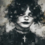**eerie painting with a color scheme of monochromatic black and white with a pop of Color. The painting uses cross-hatching and palette knife techniques, inspired by analog horror, grunge Polaroids, ukiyo-e and retro Japanese horror. The mood is mysterious and unsettling --exp 50 --p djcuvnt --ar 4:5 --v 7.0** - Image #2 <@948741381743083580>