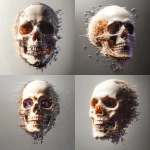 **Parallel proximity lighting:: !pixel beads === Telomere homunculus≠graphite on parchment, fine line drawing, telomere skull, bizarre, eerie, master technique --v 6.1 --sref <https://s.mj.run/4cMtYk9efD4>** - Variations (Strong) by <@548015168957972483> (fast)