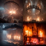 **Rammstein gives a spectacular concert in the giant space ring. Close view. Concert photography. --ar 4:3 --c 10** - <@1052958752749387917> (relaxed)