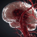 **Cerebral artery close-up cutaway, blood clot blocking artery, oxygen flow stopped, half brain area darkened, ischemic stroke visualization, ultra detailed medical 3D, sharp focus, cinematic lighting, no gore, educational 🔬 Style Master Prompt (हर scene में common add करें) 3D ultra-realistic medical cutaway, human body without skin, glossy anatomical textures, sharp focus, cinematic lighting, octane render, ray tracing, subsurface scattering, clean medical colors, no blood, educational, 8K detail, dark background, depth of field** - Image #1 <@1464095684528701474>