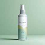 **A premium medical-grade label design for a tall, slim spray bottle featuring clean pharmaceutical packaging aesthetics. The label displays "Eye Therapy" in elegant sans-serif typography at the top, followed by "100% Natural" and "Eyelid and Lash Cleanser" in smaller, neatly stacked text below. The design utilizes a soft white background with gentle sage green accents and subtle light blue elements, creating a calming gradient that suggests cleanliness and trust. Minimal graphic elements include a delicate abstract eyelash icon and soft curved divider lines, all rendered with a matte finish that conveys premium quality and ophthalmologist-approved safety. --v 7.0** - Image #3 <@1052992034765541387>