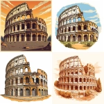 **vector illustration of the Roman Colosseum --s 250 --v 5.1** - <@1086316614535872542> (fast)