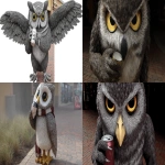 **tailgaiting owl based on the following image: <https://s.mj.run/hC6PYtGsYzc> --ar 16:9** - <@1123037808404221962> (fast)