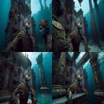 **brutalist reptilian 80s hair band style, psychedelic undertones, swimming in an underwater ruined human temple --ar 16:9 --v 7.0** - Zoom Out by <@941086399229198347> (fast)