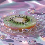 **a highly detailed crystal kiwi art piece, shaped like a sliced kiwi made entirely of translucent gemstone, iridescent rainbow reflections, sparkling diamond-like textures, placed on a clear glass plate, surrounded by crystal droplets, soft pastel lighting, dreamy glossy aesthetic, hyper realistic photography, fantasy luxury concept --ar 9:16** - Image #3 <@1240240057374478349>