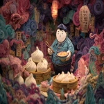 **Paper-Craft Ludicrous-Detail Drawn-Intricate Magic-Lights Manga-Cover, Dramatic Retelling of the Story of Xiaolongbao's Soup-Dumpling's Glorious Rise To Fame and how They Conquered the World with One Easy Trick, Maximalist Graffit, Chairoscuro-deep-color-splash --ar 3:2 --v 7.0** - Upscaled by <@426654487248109579> (relaxed)