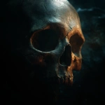 **realistic skull dramatically lit, creepy ominous style, unreal engine,** - Image #1 <@1175227597211303976>