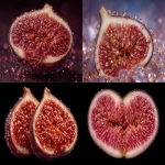 **macro photograph of a fresh fig cut in half, dew on the skin, detailed texture of the pulp and seeds, natural studio lighting, food photography style --chaos 10 --ar 4:3 --exp 50 --raw --stylize 250 --v 7.0** - <@610664569651855369> (relaxed)