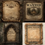 **medieval help wanted poster. "HELP WANTED" at the very top, and "ADVENTURERS REQUIRED" directly beneath that. Blank space in the center for private details. "PANDORAS HIDEAWAY" at the bottom. --s 750** - <@337764771497508866> (turbo)