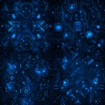 **sci-fi blue glow, blue color scheme, blue LED lighting, Tron: Legacy style, organic flowing lines combined with mechanical structures, dense repeating patterns of futuristic Tron: Legacy electronic components, neon circuitry motifs, seamless high-tech background design suitable for product catalogs, ultra-detailed, high contrast, crisp lighting** - Variations (Strong) by <@1257562280443514891> (fast)