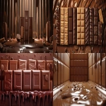 **Eye-catching ultra-realistic chocolate box cover, horizontal slim format (36x15 cm), creamy background with rich glossy chocolate dripping dramatically from the top, cinematic lighting. Six closed branded chocolate bars arranged in a bold layered composition, staggered heights and angles, forming a chocolate doorway / entrance, dynamic and playful but still clean. Chocolates included: KitKat, Kinder Bueno, M&M’s, Hershey’s Cookies and Cream, Oreo, Cadbury Dairy Milk. Premium shadows, depth, realistic reflections, luxury packaging look, modern commercial food photography, no text, no clutter. --ar 12:5 --v 6.0 --raw** - <@1230385507213639740> (fast)