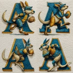**a sports logo, A block letter A with a Kangaroo running with a football. colors are Bright Blue, Metallic Gold, and cream, cartoon style art, white background --s 250** - Variations (Strong) by <@180156009745088513> (fast)
-# Create, explore, and organize on [midjourney.com](<https://midjourney.com/imagine?from_discord=1>)