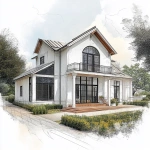 **architecture sketch look, light tones, hand drawn architecture, charming villa feeling, long exposure waveform <https://s.mj.run/PECqom2_woY>** - Image #1 <@1333576093952639078>