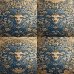 **<https://s.mj.run/0GMbnBQLfYo> william morris wallpaper design of humanoid cows wearing sunglasses and wearing a crown, using 3 colours only --no birds --iw 3 --ar 13:25 --v 7.0** - Zoom Out by <@1103975769467789322> (relaxed)