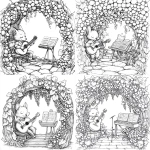 **Inside a giant grape cluster turned into a music room, curved grape walls surround a small stage. A fox tunes a guitar while a rabbit arranges sheet music on a stand. Vines and leaves hang above. Black and white line art, easy to color. --v 6.1** - <@1426448926453530644> (relaxed)
-# Create, explore, and organize on [midjourney.com](<https://midjourney.com/imagine?from_discord=1>)