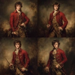 **An 18th century oil painting of Harry Potter as a 1776 British Revolutionary War hero, holding a wand , period dress** - Variations (Strong) by <@991616868857172059> (fast)