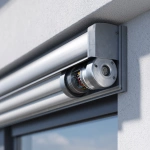 **Ultra-realistic close-up of an open roller shutter box (cassonetto) mounted above a window. Inside the box, the motor of the roller shutter is clearly visible, with its cylindrical shape, metallic details, wiring, and the rolled-up gray shutter. The perspective highlights the technical mechanism in a realistic and detailed way, with natural lighting and sharp focus, like a professional technical photo.** - Image #1 <@1150463888559718471>