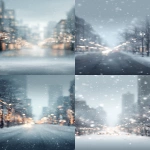 **soft winter atmosphere, gentle falling snow, blurred snowy cityscape and warm street lights, cozy muted grayscale and pale blue tones, depth of field, subtle bokeh, minimalistic winter background, no people, clean composition, soft shadows, vertical wallpaper illustration --ar 9:16 --no person, human, figure --raw** - <@156945649344970752> (fast)