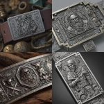 **create an image of Old-look metal Rogue dnd character & dnd icons on a metal belt or strap, in 3D style - have some dnd style border, lines, signs - all comet designs** - <@1054926864520581210> (fast)