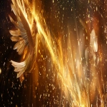 **Divine golden light rays descending from heaven onto floating elemental symbols (fire flame, water droplet, air swirl, earth crystal), angelic wings in background, warm amber and gold color palette, hyper-realistic spiritual energy, cinematic photography --ar 4:1 --v 6.0** - Image #3 <@900787127892180992>