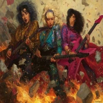 **heavy metal glamrock reptilian 80s hair bandsaw sawing through electric guitars, sparks and debris flying everywhereas the band plays "down with the thickness" --p djcuvnt --ar 4:3** - Image #3 <@948741381743083580>
