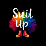 **a logo of a rainbow clown wig and clown shoes saying "Suit Up" on a black background --s 50** - Image #2 <@441294708036206603>