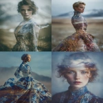 **diaphanous double exposure featuring an avant-garde couture double exposure over a spellbinding natural landscape --exp 50 --ar 4:5 --v 7.0** - <@948741381743083580> (relaxed)
