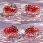 **a highly detailed crystal strawberry art piece, shaped like a ripe strawberry made entirely of translucent gemstone, iridescent rainbow reflections, sparkling diamond-like textures, placed on a clear glass plate, surrounded by crystal droplets, soft pastel lighting, dreamy glossy aesthetic, hyper realistic photography, fantasy luxury concept --ar 9:16** - Variations (Strong) by <@1240240057374478349> (fast)