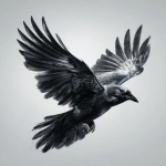 **realistic aggressive raven flying away, on white background** - Image #1 <@400808986905018368>