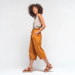 **retail advertisement style, photography, side profile, female shoe model in casual clothing wearing sandals, white background, studio, smiling, full body shot** - Image #2 <@1080232511734554834>