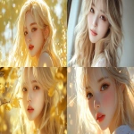 **Blond hair korean young women, gold, happy, pretty, cute --v 6.1 --ar 16:9** - <@1136199270224117860> (fast)