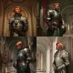 **digital art, fantasy art, D&D eberron, slightly steampunk, 28 year-old general wearing silver and green heavy armor, red hair, no facial hair, tired look, standing in a fancy hallway inside a palace** - <@882568318530232330> (fast)
-# Create, explore, and organize on [midjourney.com](<https://midjourney.com/imagine?from_discord=1>)